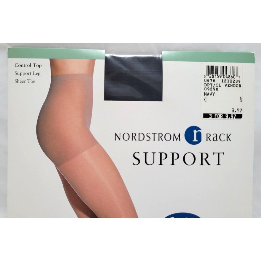 VTG Lot of 3 Nordstrom Rack Support Sheer Control Top Pantyhose Navy Size C NOS - Picture 7 of 9